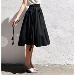 Apiece Apart Black Assisi Tea Length Wabi Skirt 8 Contemporary Office Minimal